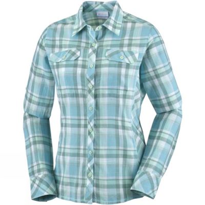 Camisa Columbia Camp Henry Manga Larga Mujer - Verde - Chile UAH786142